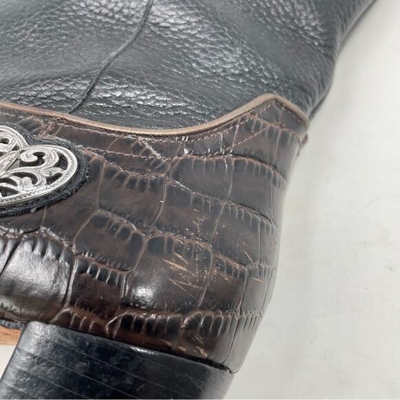 Brighton Brown Black Toby Cowboy Boots 7.5M - Picture 7 of 11
